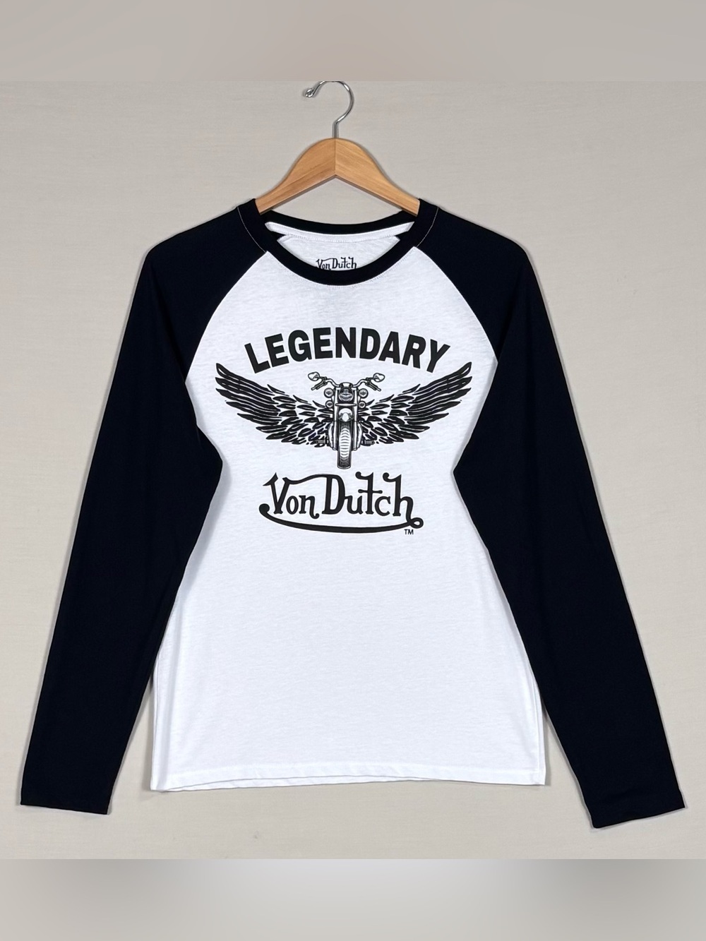 Von Dutch Black and White Crewneck Tee with Logo Print